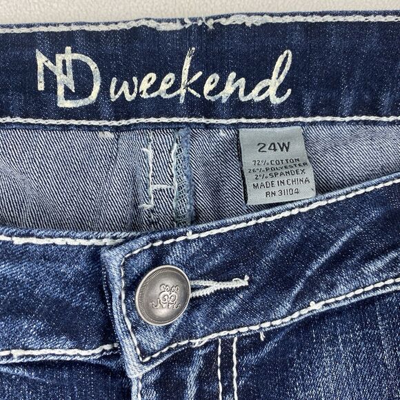 ND Weekend Denim Shorts Womens 24W Blue Embroidered Pockets Summer Boho Chic - Picture 3 of 15